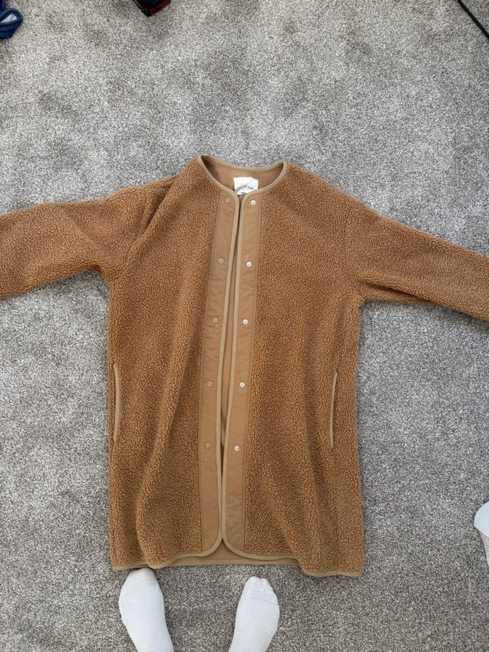 Cozy Teddy Fleece Snap-Front Coatigan in Camel